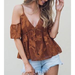 Rust orange off the shoulder top